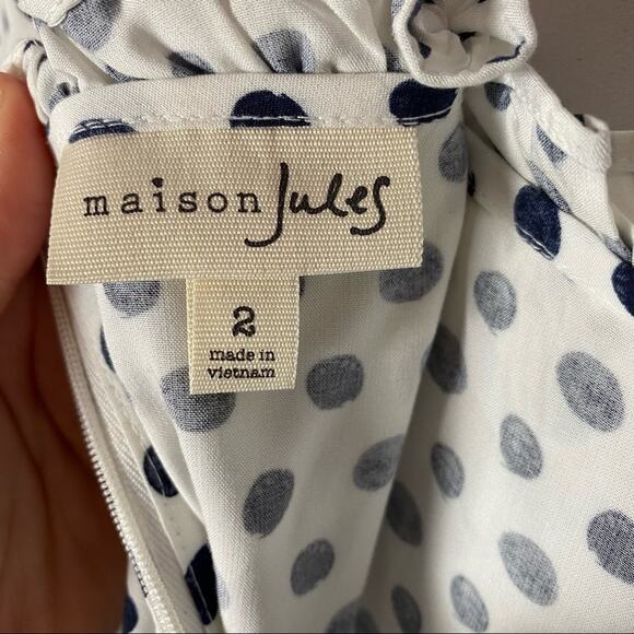 Maison Jules Polka Dot Midi Dress Size 2 - Picture 7 of 8